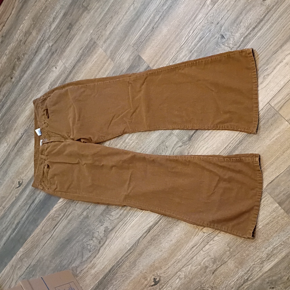 Lucky Brand Sweet 'N Low Khaki Tan Flare Courdory Pants Size 12/31 Vintage